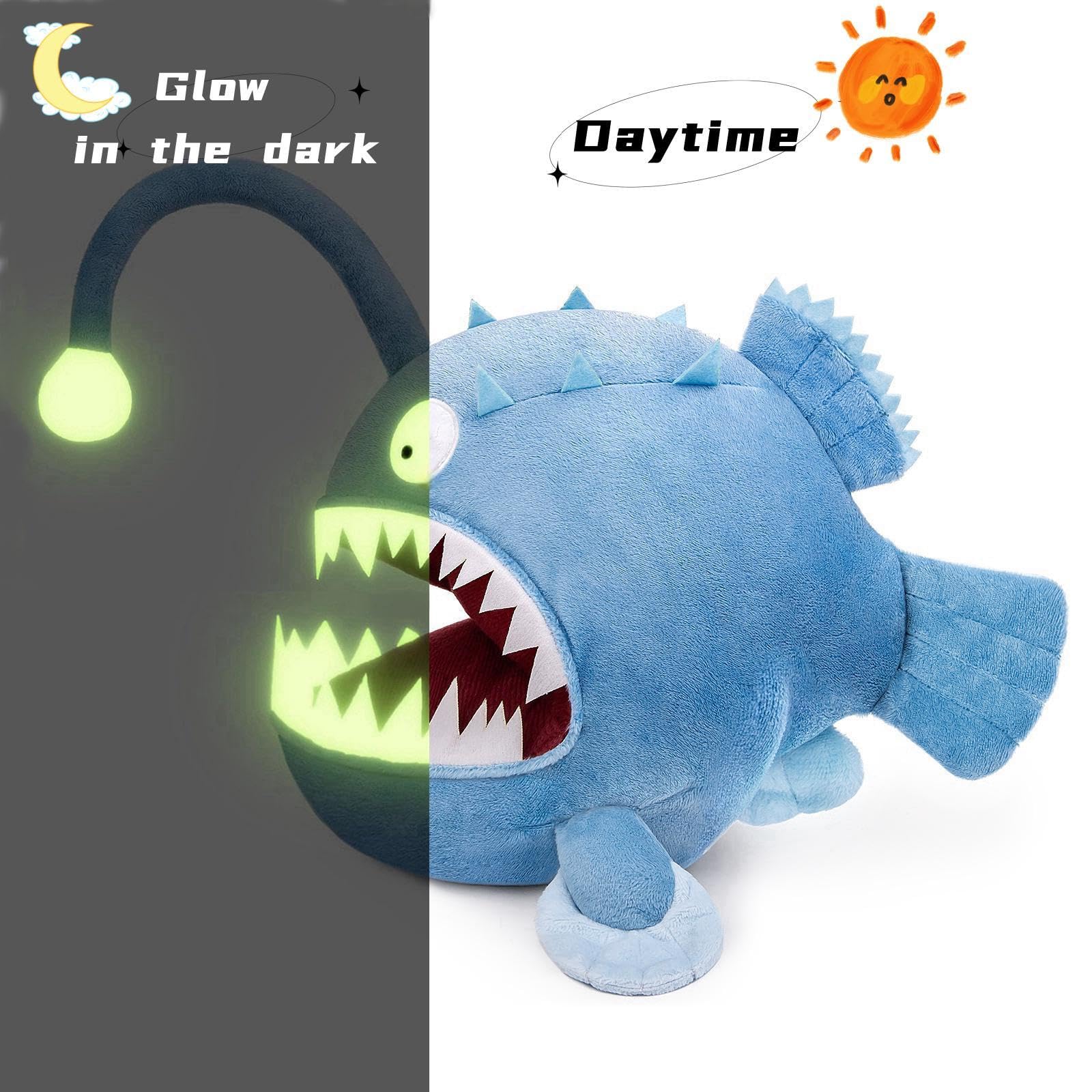 Amazon.com: FRANKIEZHOU Lifelike Anglerfish Luminous Plush-Blue